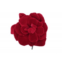 VINTAGE BROCHE CHANEL CAMELIA VELOURS ROUGE CIRCA 1980 BOITE VELVET BROOCH 690€