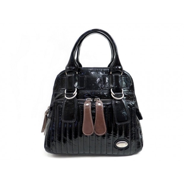 SAC A MAIN CHLOE BAY CABAS 35 CM CUIR VERNIS NOIR LEATHER HAND BAG PURSE 1350€