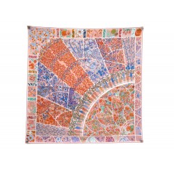 NEUF FOULARD HERMES FLEURS DE GIVERNY ROSE CARRE 90 C.HENRY PINK SILK SCARF 495€