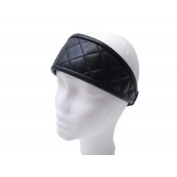 VINTAGE BANDEAU CHANEL EN CUIR MATELASSE NOIR T 56 CM LEATHER HEAD BAND 800€