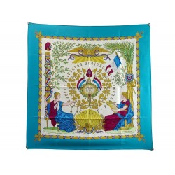 FOULARD HERMES 1789 LIBERTE EGALITE FRATERNITE SOIE TURQUOISE CARRE SCARF 495€