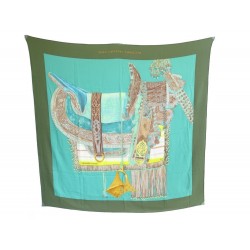 CHALE HERMES SELLE D APPARAT MAROCAINE KAMINSKI CACHEMIRE & SOIE VERT SCARF 925€