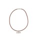 COLLIER HERMES MAMBO EN CUIR MARRON & ACIER PALLADIE 42 CM LEATHER NECKLACE