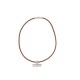 COLLIER HERMES MAMBO EN CUIR MARRON & ACIER PALLADIE 42 CM LEATHER NECKLACE