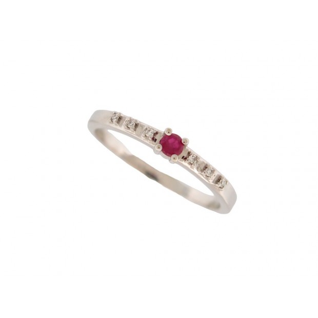 BAGUE MAUBOUSSIN CAPSULE D'EMOTIONS OR BLANC 18K RUBIS & DIAMANTS 52 RING 540€