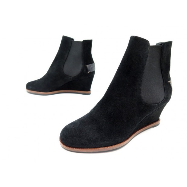 NEUF CHAUSSURES FENDI BOTTINES 8T4116 35 IT 36 FR EN DAIM NOIR BOOTS SHOES 640€