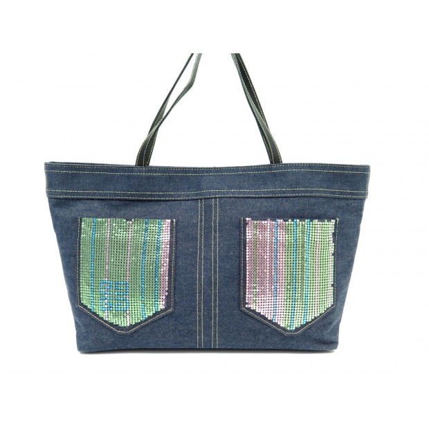 SAC A MAIN GIVENCHY CABAS DENIM ET SEQUINS BLEU POCHE TOILE BLUE TOTE BAG 1290€