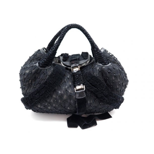 SAC A MAIN FENDI RUNWAY SPY BAG 8BR5H EN TULLE & PERLES NOIR BAG PURSE 2430€