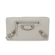 NEUF PORTEFEUILLE BALENCIAGA CLASSIC METALLIC EDGE 390187 CUIR ECRU WALLET 630€