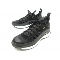 NEUF CHAUSSURES CHANEL BASKETS LOW TOP TRAINER LOGO CC G35615 37.5 + BOITE 1175€