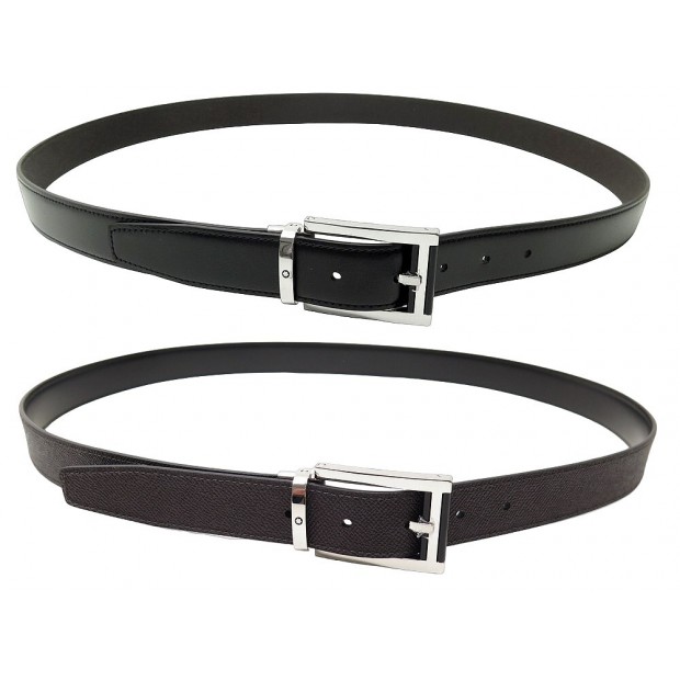 NEUF CEINTURE MONTBLANC REVERSIBLE 30MM T 115 EN CUIR MARRON & NOIR BELT 305€