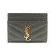 NEUF PORTE CARTES SAINT LAURENT CASSANDRE MATELASSE 423291 CUIR GRIS +BOITE 250€