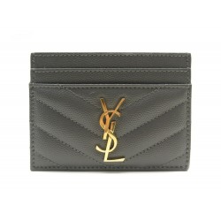 NEUF PORTE CARTES SAINT LAURENT CASSANDRE MATELASSE 423291 CUIR GRIS +BOITE 250€