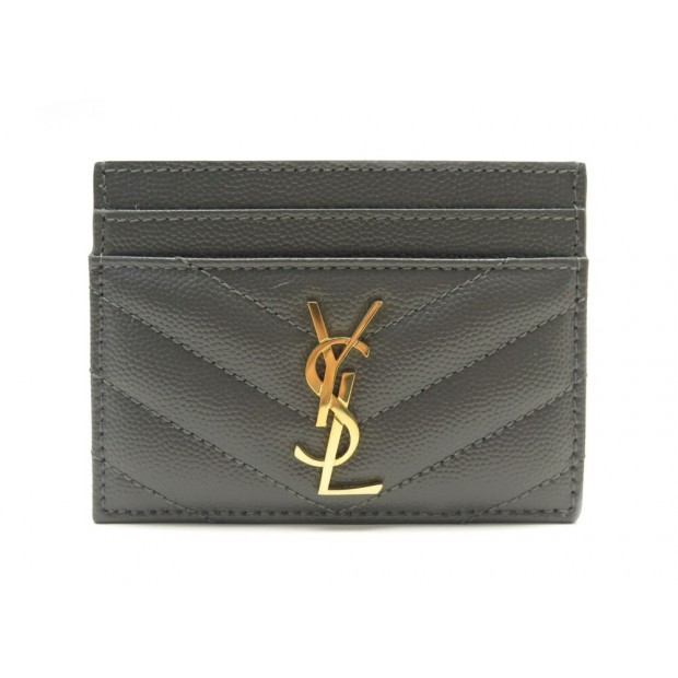 NEUF PORTE CARTES SAINT LAURENT CASSANDRE MATELASSE 423291 CUIR GRIS +BOITE 250€