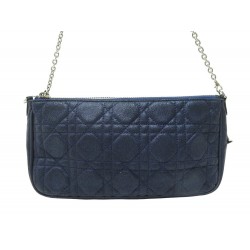 POCHETTE CHRISTIAN DIOR LADY CUIR IRIDESCENT BLEU CANNAGE BAG PURSE POUCH 1700€