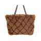 NEUF SAC A MAIN CHANEL SHOPPING EN FOURRURE DE LAPIN MOTIF MATELASSE FUR HANDBAG