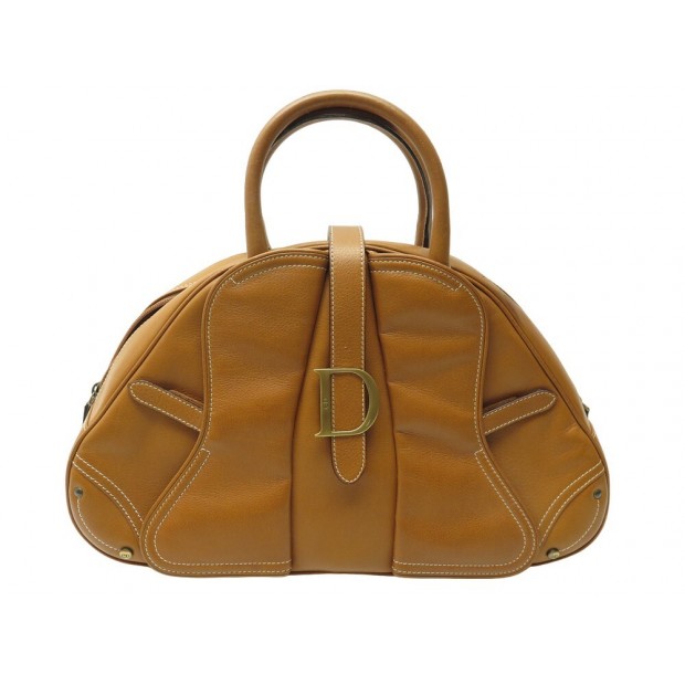 SAC A MAIN CHRISTIAN DIOR DOUBLE SADDLE BOWLER CUIR CAMEL LEATHER HAND BAG 1520€