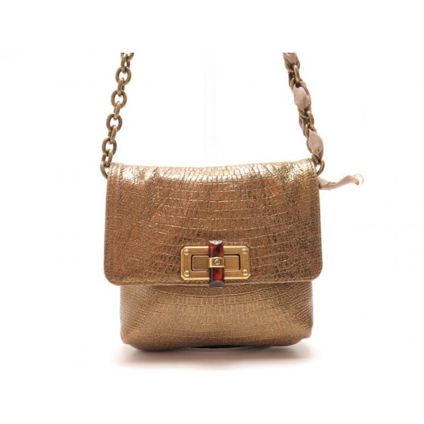 SAC A MAIN LANVIN HAPPY PM POCHETTE BANDOULIERE CUIR FACON LEZARD CLUTCH 1450€