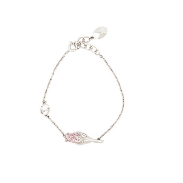 NEUF BRACELET CHRISTIAN DIOR DNA ROSE STRASS B0244DNACY002U METAL STRAP 350€