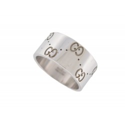BAGUE GUCCI ICON MONOGRAMME GG EN OR BLANC 18K TAILLE 52 + BOITE GOLD RING 2000€