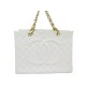 VINTAGE SAC A MAIN CHANEL SHOPPING BAG LOGO CC 34CM CUIR MATELASSE BLANC 6200€