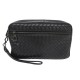 POCHETTE BOTTEGA VENETA CUIR INTRECCIATO AVEC DRAGONNE NOIR BLACK POUCH 1700€