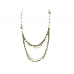 NEUF COLLIER CHANEL SAUTOIR 2011 CHAINES & PERLE 68/72 METAL DORE NECKLACE 1800€