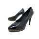 CHAUSSURES CHANEL CHAINE ENTRELACEE G30007 41.5 ESCARPINS CUIR NOIR SHOES 1400€