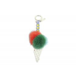 NEUF BIJOU DE SAC A MAIN FENDI CHARM CORNET DE GLACE VISON ET LAPIN 7AR631 550€