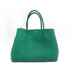 SAC A MAIN HERMES GARDEN PARTY 36 CUIR GRAINE VERT CABAS GREEN TOTE BAG 3050€