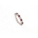 BAGUE ALLIANCE 10 DIAMANTS ET RUBIS EMPILABLE T54 OR BLANC 18K WHITE GOLD RING