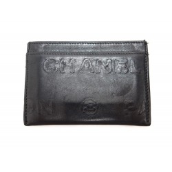 PORTE CARTES CHANEL CUIR NOIR MONOGRAMME LOGO CC