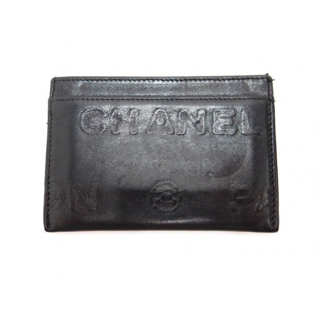 PORTE CARTES CHANEL CUIR NOIR MONOGRAMME LOGO CC