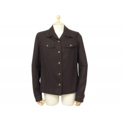 NEUF VESTE CHRISTIAN DIOR BOUTIQUE L 42 LAINE MARRON BOUTONNEE SURPIQURE 1600€