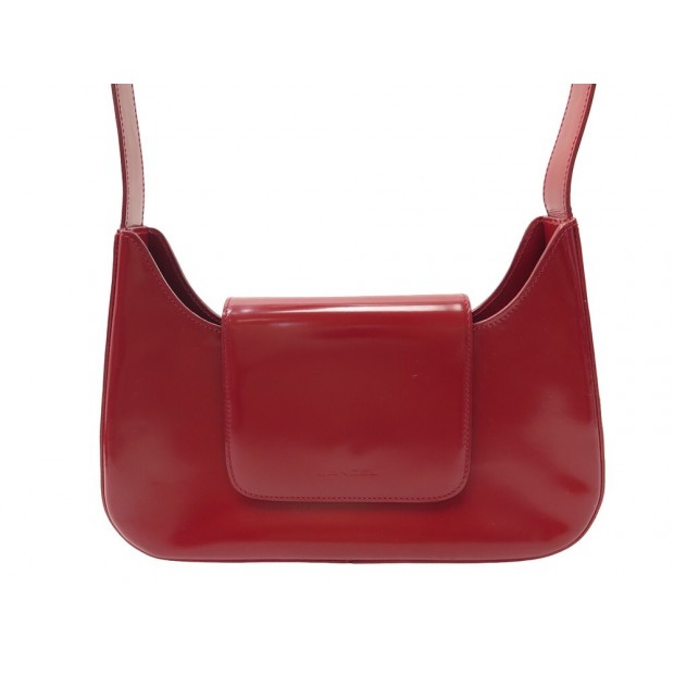 SAC A MAIN LANCEL DEMI LUNE EN CUIR ROUGE PORTE EPAULE RED LEATHER HAND BAG 525€