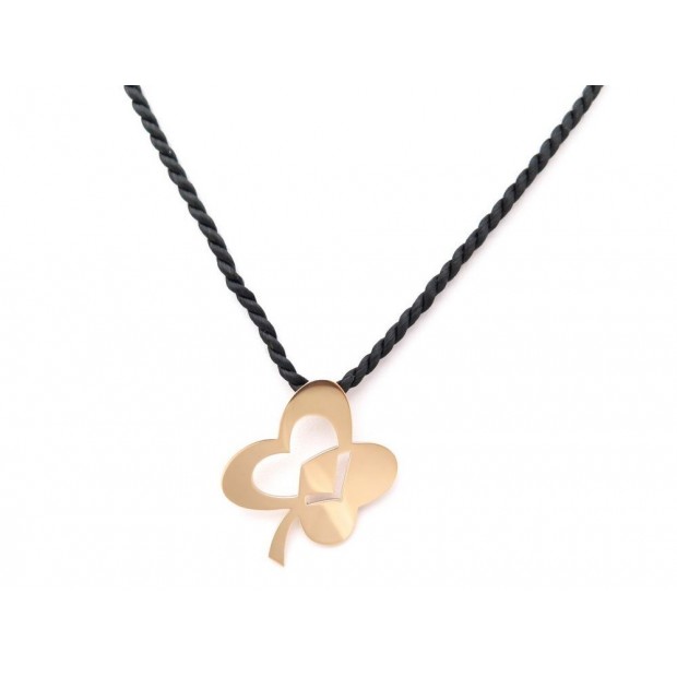 NEUF PENDENTIF FRED TREFLE EN OR JAUNE 18K COLLIER NYLON NOIR PENDANT GOLD 950€