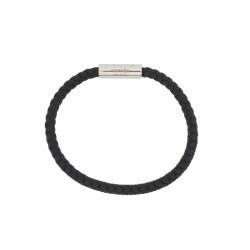 NEUF BRACELET HERMES GOLIATH H066218FP89T6 T21 EN CUIR TRESSE NOIR LINK NEW 375€