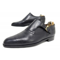 CHAUSSURES BERLUTI MOCASSINS A BOUCLE 6.5 40.5 BOUT FLEURI CUIR NOIR SHOES 1920€