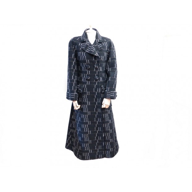 NEUF MANTEAU LONG CHANEL P52262 V39121 38 M EN TWEED LAINE SOIE NOIR COAT 5500€