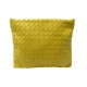 NEUF POCHETTE BOTTEGA VENETA 66728 EN CUIR INTRECCIATO JAUNE POUCH BAG 1650€