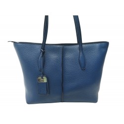 SAC A MAIN TOD'S CABAS JOY CUIR GRAINE BLEU MARINE LEATHER HAND BAG PURSE 1250€