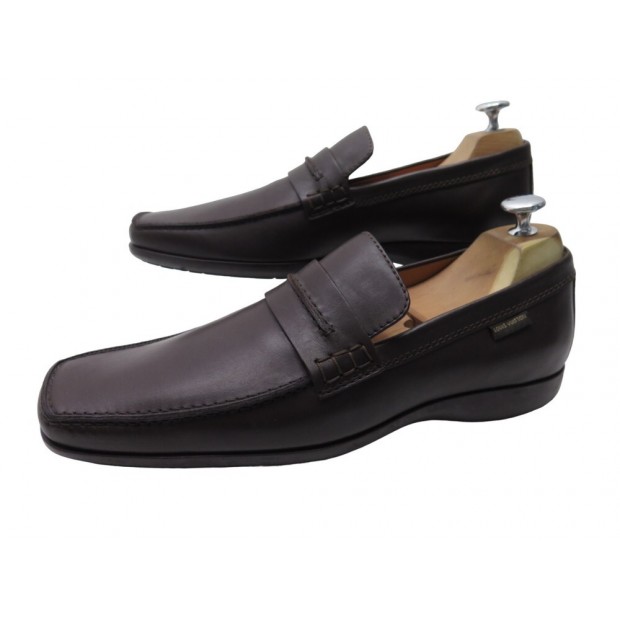 CHAUSSURES LOUIS VUITTON MOCASSINS EN CUIR MARRON 7.5 41.5 LOAFERS SHOES 850€