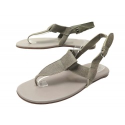 CHAUSSURES HERMES SANDALES EN CUIR GRIS 42 GREY LEATHER SANDALS SHOES 700€