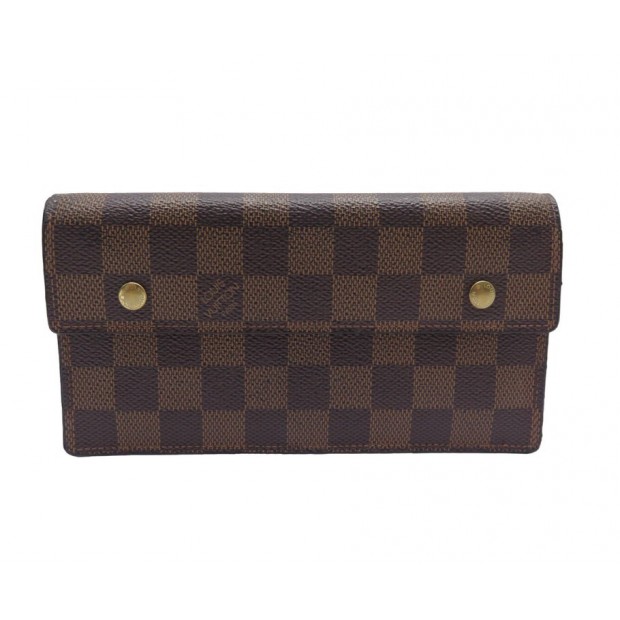 PORTEFEUILLE LOUIS VUITTON ACCORDEON N60002 EN TOILE DAMIER EBENE WALLLET 850€