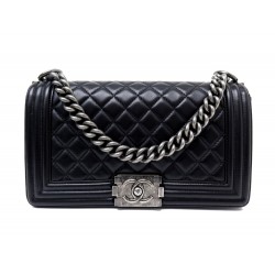 SAC A MAIN CHANEL BOY MEDIUM A67086 BANDOULIERE CUIR NOIR LEATHER HAND BAG 6350€