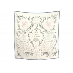 FOULARD HERMES L'ART D'ECRIRE MAURICE TRANCHANT CARRE 90 SOIE BLANC SCARF 495€