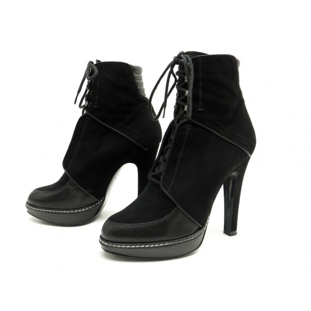 CHAUSSURES BARBARA BUI BOTTILLONS A LACETS 37.5 IT 38 FR BOTTINES CUIR DAIM 650€