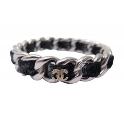 BRACELET CHANEL LOGO CC STRASS 2013 CHAINE ENTRELACEE VELOURS 26CM BANGLE STRAP