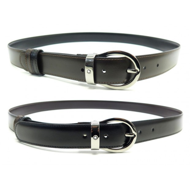 CEINTURE MONTBLANC BOUCLE REVERSIBLE ARDILLON OVALE RUTHENIEE T110 BELT 330€