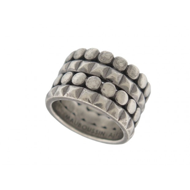 BAGUE MAUBOUSSIN ROUTE DE TENNESSEE T55 ARGENT MASSIF SILVER RING BAND 375€